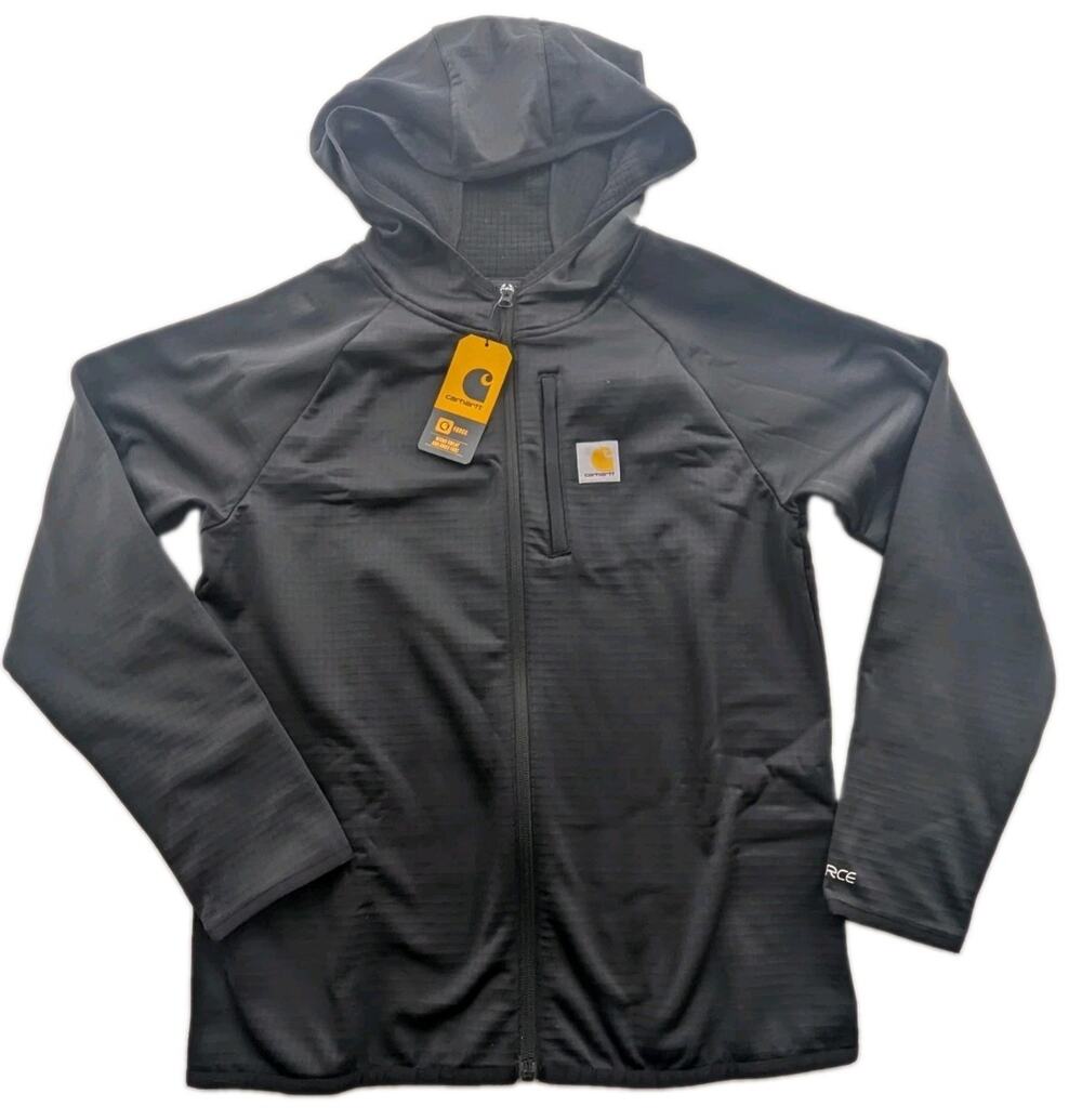 Carhartt Force Boys You Size Large Full Zip Hoodie Black Sweatshirt NWT